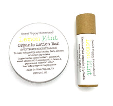 Load image into Gallery viewer, plastic free lemon mint scented lotion bar and lip balm