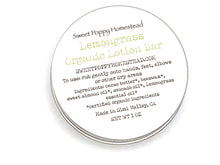 Load image into Gallery viewer, Lemongrass solid lotion bar with lid on