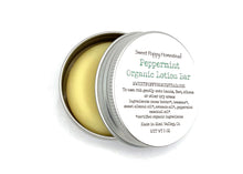 Load image into Gallery viewer, Zero waste peppermint lotion bar with lid off