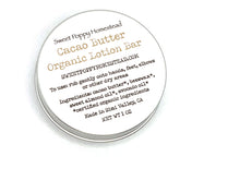 Load image into Gallery viewer, Zero Waste Organic Unscented Cacao Butter Solid Lotion Bar
